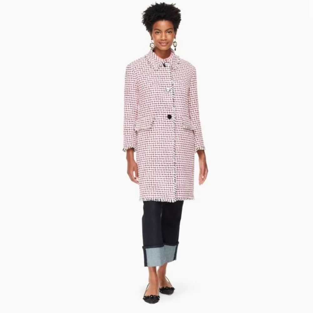 Kate Spade Multi Tweed Coat Pink 8 NWT Womens $598